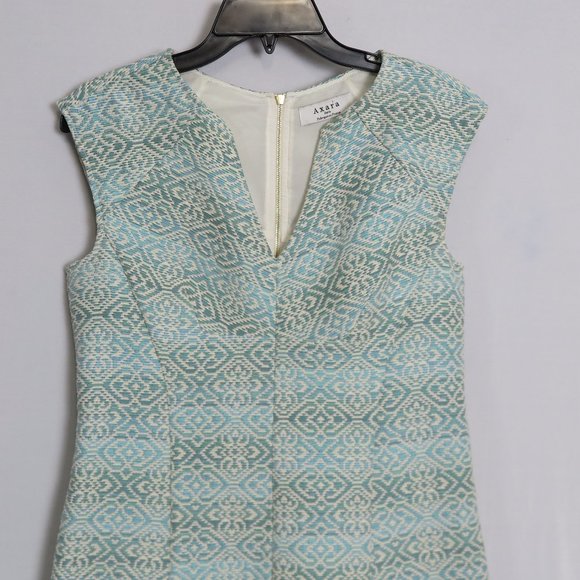 Axara Paris Mint Ivory Jacquard V-Neckline Shift - Picture 3 of 9